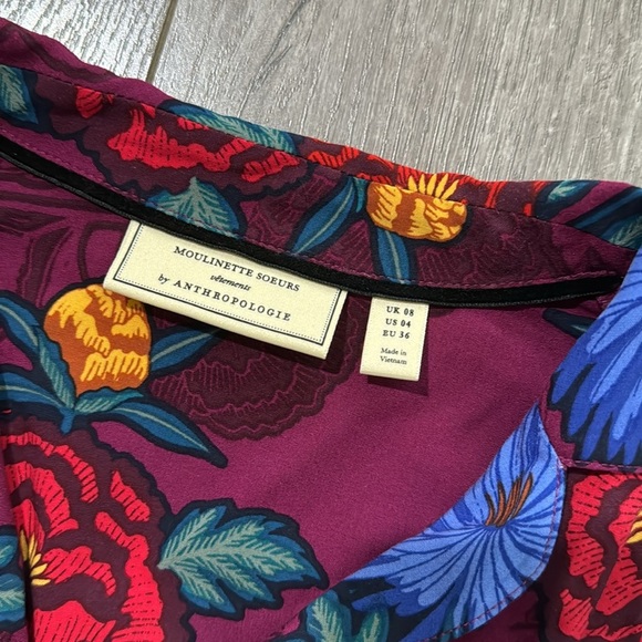 Anthropologie Moulinette Soeurs floral button front wrap shirt blouse top 4 - Picture 7 of 8